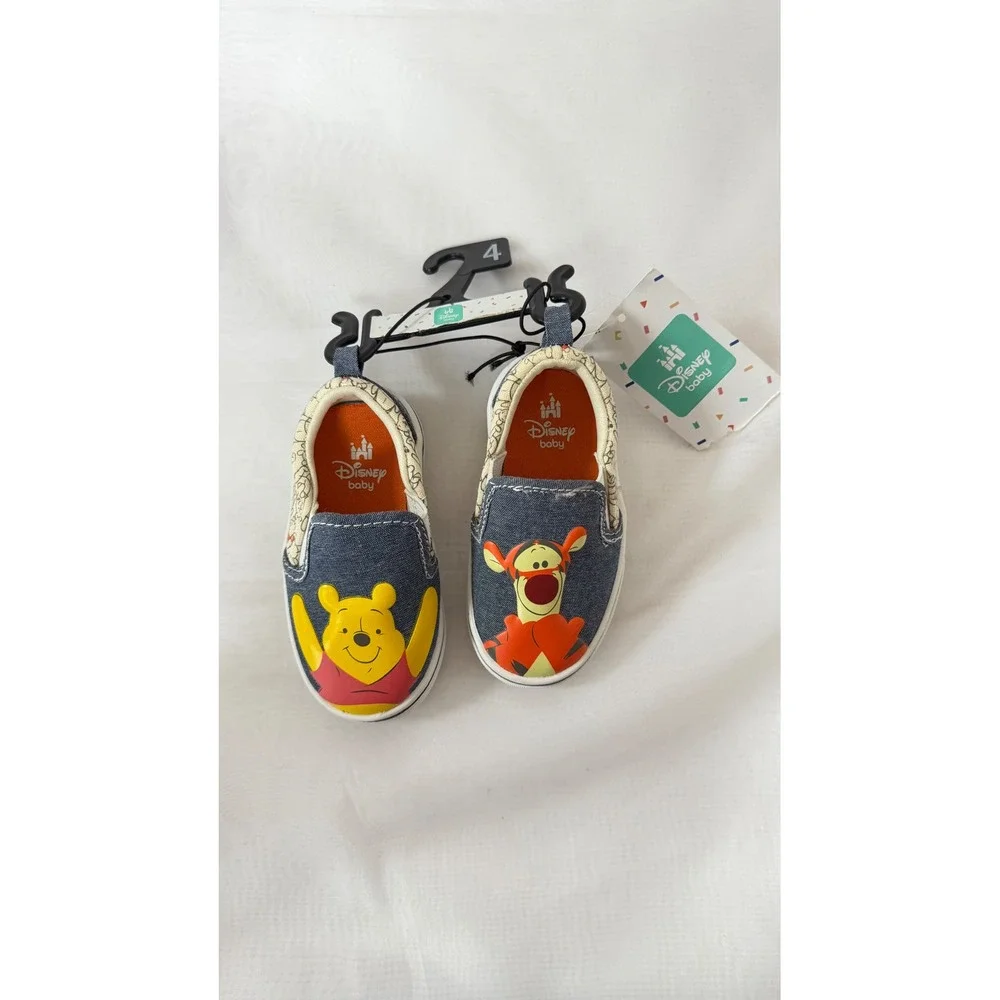 Disney Baby Winnie the Pooh Tigger Denim Slip On Sneakers Blue Infant Size 4 NEW